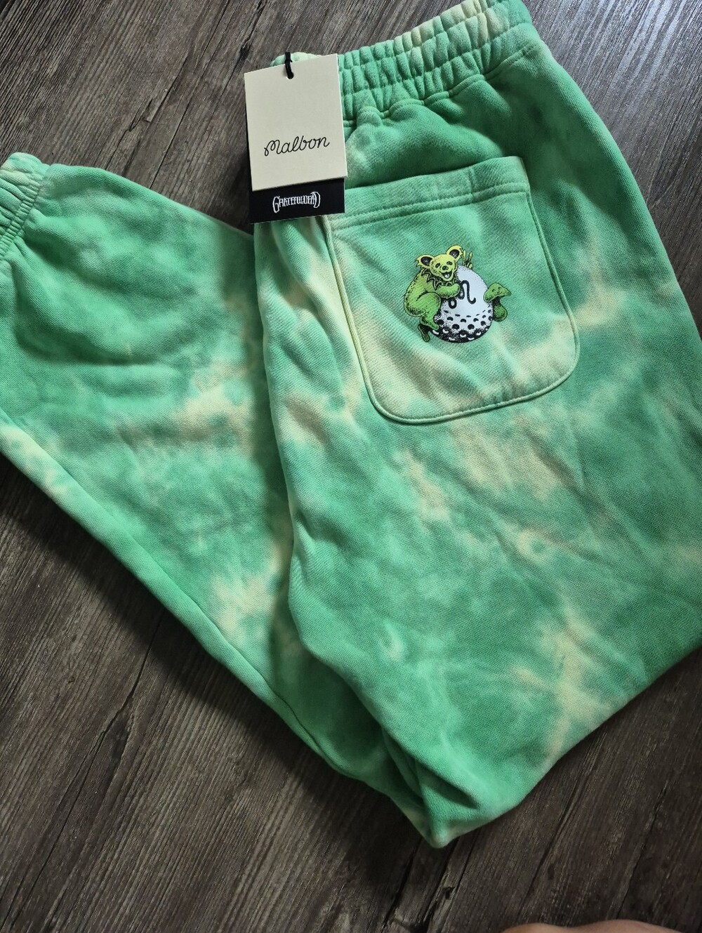 Malbon Green Tie-Dye Men's Sweatpants